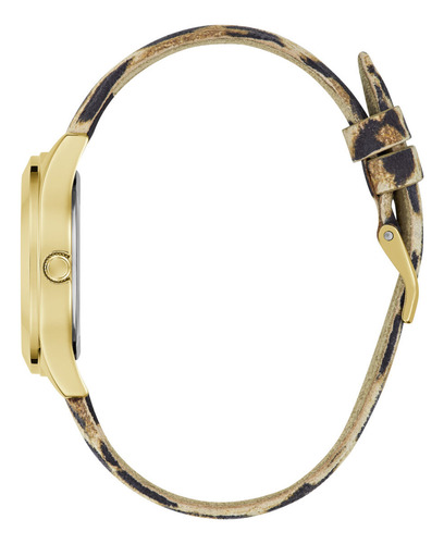 Reloj Guess Glitz Gw0745l2 Dorado Mujer Piel Genuina Correa Leopardo