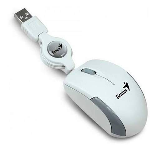 Imagen 1 de 5 de Mouse Genius Micro Traveler Retractil Blanco - Oferta