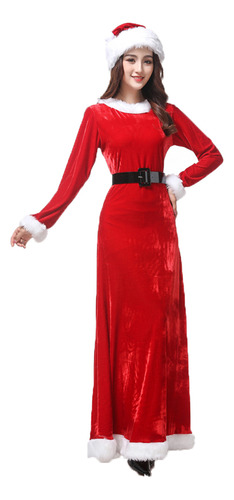 Disfraz De Navidad Rojo De Manga Larga Para Mujer