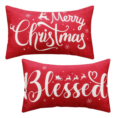 2 Fundas De Almohada Navideñas De 20 X 12 Pulgadas, Fundas.