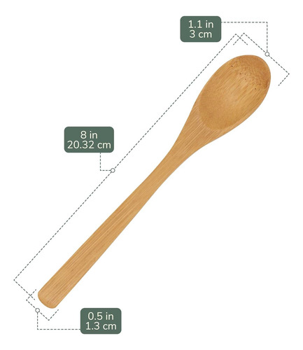 Cuchara De Bambú Reutilizable Para Comedor, 10 Piezas