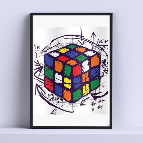 Cuadro Cubo Rubik Formulas 30x40cm Deco Listo P Colgar