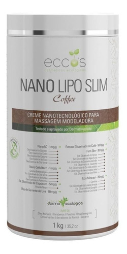 Nano Lipo Slim Coffee Eccos P/ Massagem Modeladora 1kg