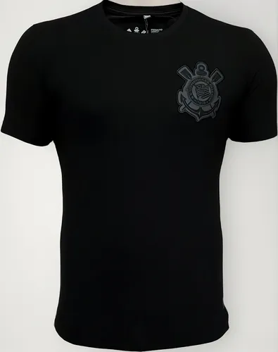 Camisa Casual Corinthians Algodão Preta Licenciada