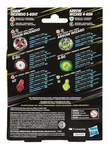 Beyblade X Chain Incendio 5-60ht Y Arrow Wizard 4-60n | Cuotas sin