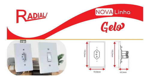 Tomada + Interruptor Radial 4x2 10a Kit Com 5 Unidades
