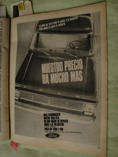 Publicidad Ford Pick Up F100 Año 1968 Xxxv