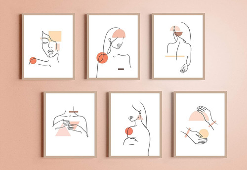 Juego De 6 Impresiones De Mujer Minimalista
