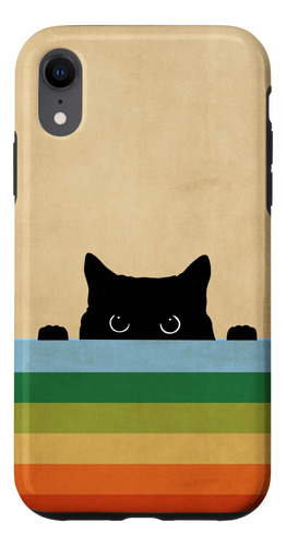 iPhone XR Black Kitty Cat - Retro Caso De Teléfono Arco Iris