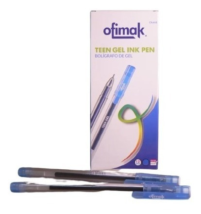 Boligrafo Teen Gel Ink Pen Marca Ofimak Negro Y Azul