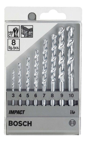 Juego 8 Brocas Para Concreto Bosch Cyl-1 Ø3-4-5-6-7-8-9-10mm