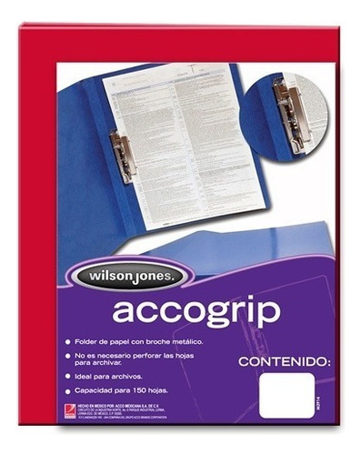 Folder De Papel Accogrip P0961 Carta Paq C/4 Rojo