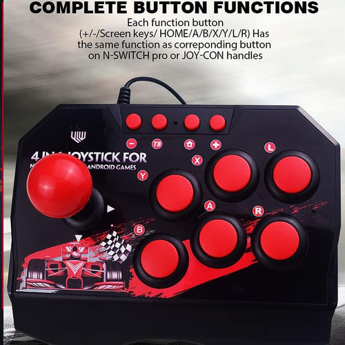 Fight Stick Cuifati Joystick Con Cable 6 Botones Negro/rojo