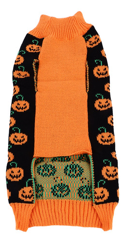 Suéter De Halloween Con Estampado De Calabaza Y Cuello Alto