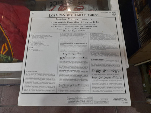Lp Gustav Mahler La Canción De La Tierra Acetato,long Play (Usado)