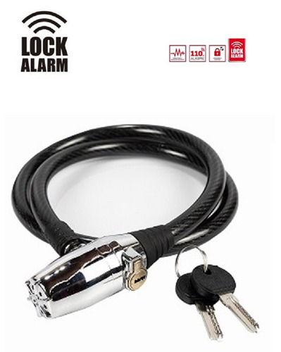 Cadeado Cromado preto com Alarme - Modelo Lock Alarm