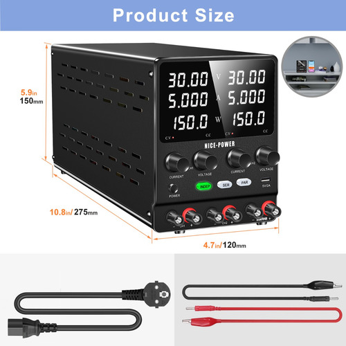 Fuente De Alimentación Dc De Doble Canal 30v 5a Variable