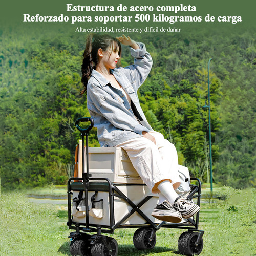 Carrito Vagon Plegable Multiusos Con Manija Para Camping Bl