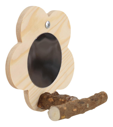Percha Colgante De Madera Para Pájaros Con Espejo Para