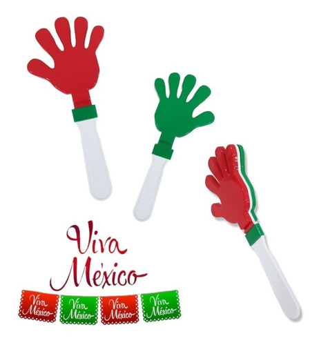 5 Piezas Manita Aplaudidora Tricolor Mexico Septiembre 15