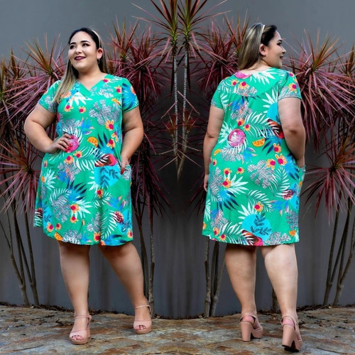 Vestido Corto Talle Plus Size Con Bolsillo