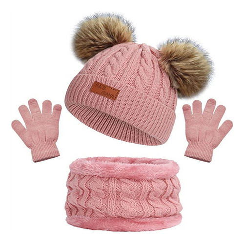Conjunto De Gorro De Invierno For Niños, Bufanda Y Guantes