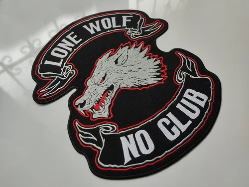 Parche Bordado Biker Lone Wolf No Club Lobo Solitario Espald
