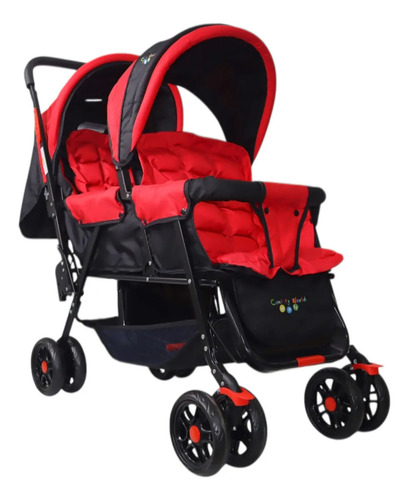 Carriola Doble Para Bebe, Plegable Super Ligera,cw Rojo Negro