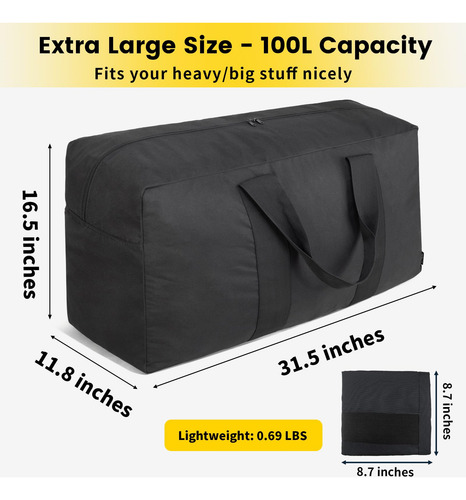 Bolsa De Viaje Vorspack Extra Grande De 100 Litros, Color Ne