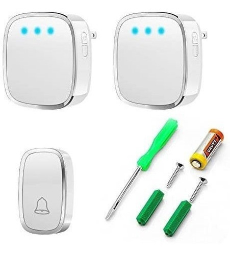 4 Niveles de Volumen LED Visualizaci/ón de la Hora Timbre Inal/ámbrico para Puerta Impermeable Inal/ámbrico Timbre Kit 1 Receptor y 1 Transmisor 300M de Alcance 45 Melod/ías Timbre Inal/ámbrico