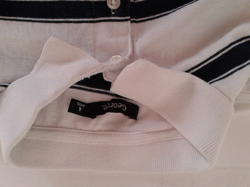 Remera De Pique Blanca Con Azul Talle 4