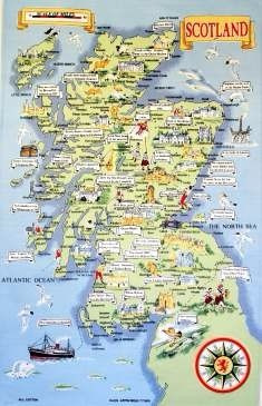 Escocia - Mapa Turístico En Ingles - Tamaño 45x30 Cm.