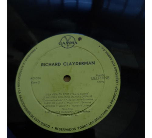 Disco Antiguo De Richard Clayderman Usado Sin Tapa