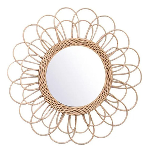 Espejo Redondo De Mimbre Para Decoración De Pared, Estilo
