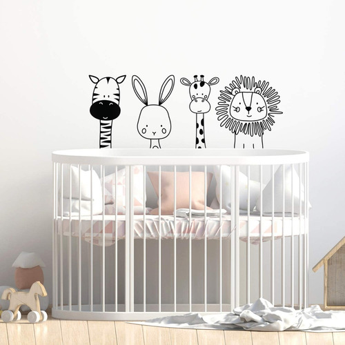 Imagen 1 de 4 de Kit Infantil Animales Vinilo Decorativo