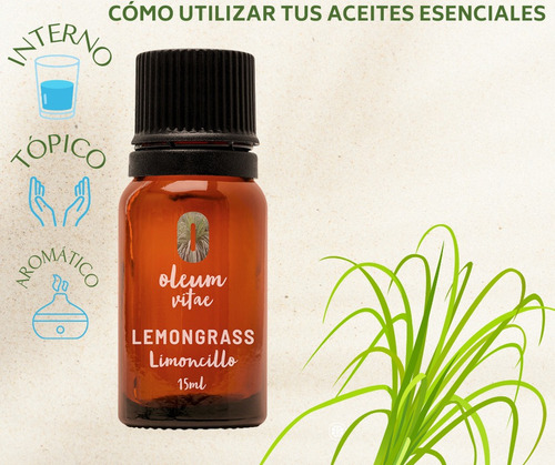 Aceite Esencial De Hierba De Limón 100%puro Y Orgánico 15ml
