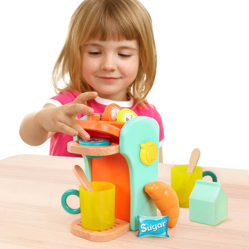 Cafetera De Madera B. Toys Café Au Play Con 10 Accesorios