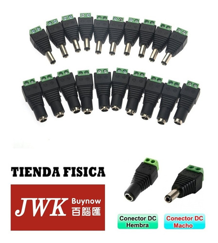 Conector Dc Macho O Hembra Para Camaras De Seguridad Jwk