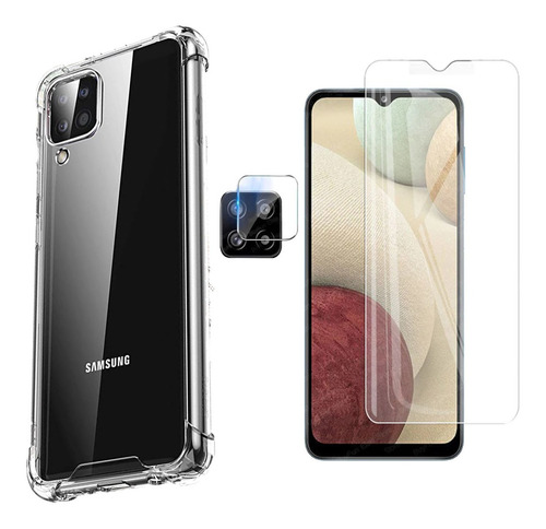 Capa Anti Queda Para Samsung Galaxy A12 +peli Vidro +camera