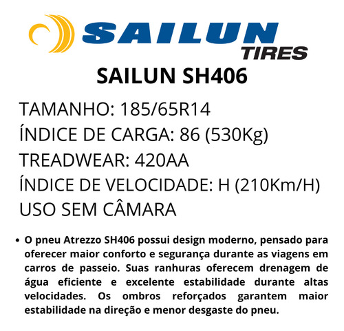 Pneu 185/65r14 86h Sailun Sh406 Sl Vw Voyage Gol