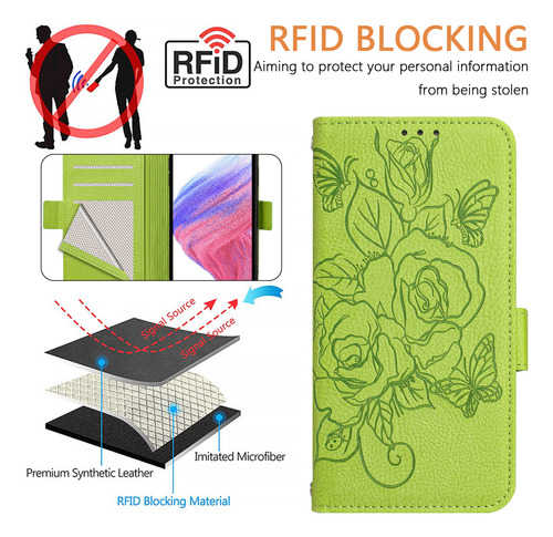 Funda De Piel Con Estampado De Rosas Para Motorola Serie G71, Función Atril, Cierre De Mariposa, Cartera, Ranuras Para Tarjetas, Bloqueo Rfid