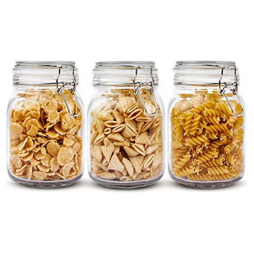 34oz Glass Food Storage Jars With Airtight Clamp Lids, ...