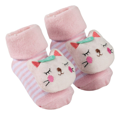 Imagem 3 de 6 de Meia Antiderrapante Sapatinho Pantufa Bebe Com Chocalho