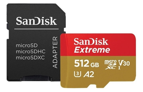 Memoria Microsd Sandisk Extreme 512gb 4k 190mb/s A2 Dro/gopr