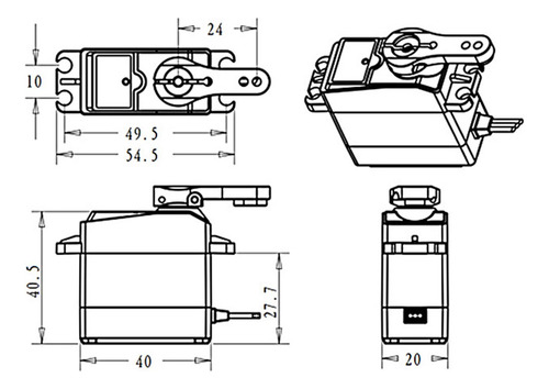 Servo Digital Rc De 25 Kg Para VehĂculos 1/8 270 Grados