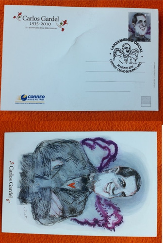 Tarjeta Homenaje A Carlos Gardel Matasello Oficial