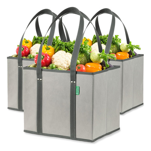 Bolsas De Compras De Comestibles Caja Reutilizables (3 unida