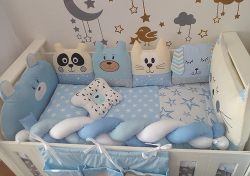 Bebé Feliz: Set Para Cuna Funcional Chichoneras Y Accesorios Animalitos