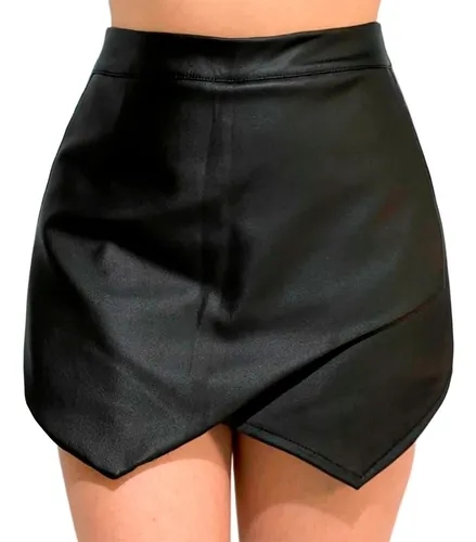 Falda Circular Mujer Sexy Vinipiel Negra Corta Moda - $ 298