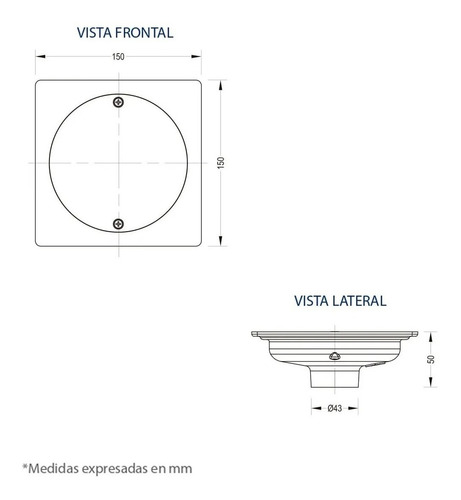 Rejilla Para Piso Fp Ciega Cromada 15x15cm Centro Piso Grand